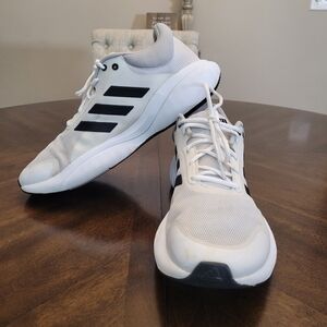 adidas White and Black Bounce Mesh Trainer Sneakers Size 12